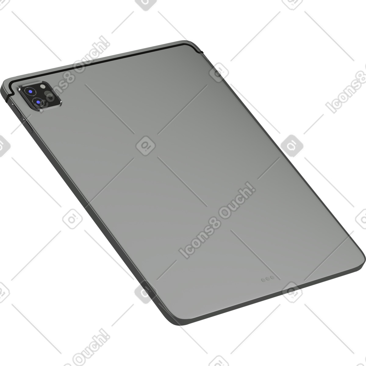 Ilustración Vista trasera de la tableta gris en estilo 3D Business a descargar en PNG y SVG