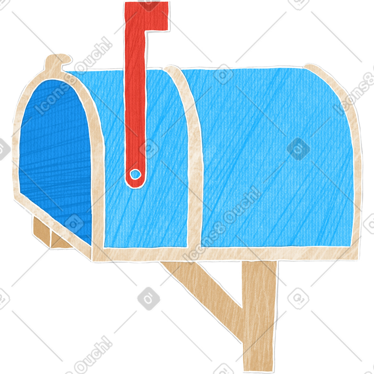 Blue mailbox illustration in Crafty style download in PNG, SVG