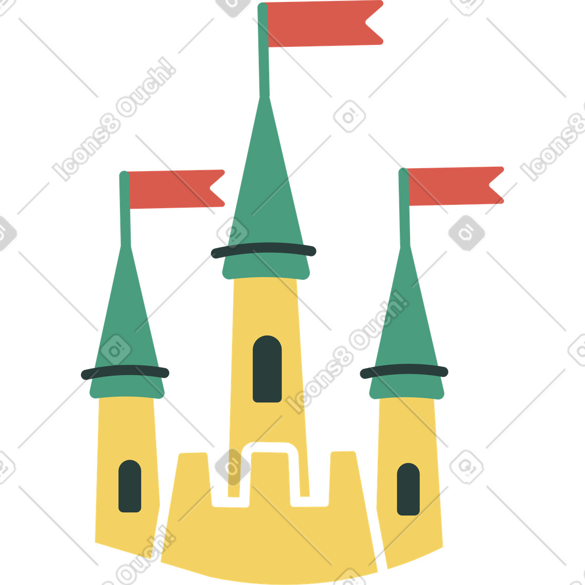 Castle illustration in Macaroni style download in PNG, SVG