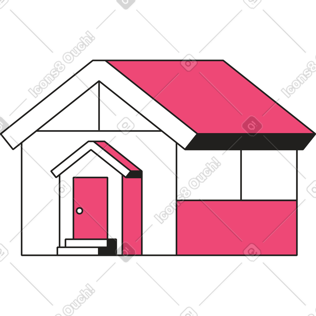 Small residential house illustration in Dazzle Line style download in PNG, SVG