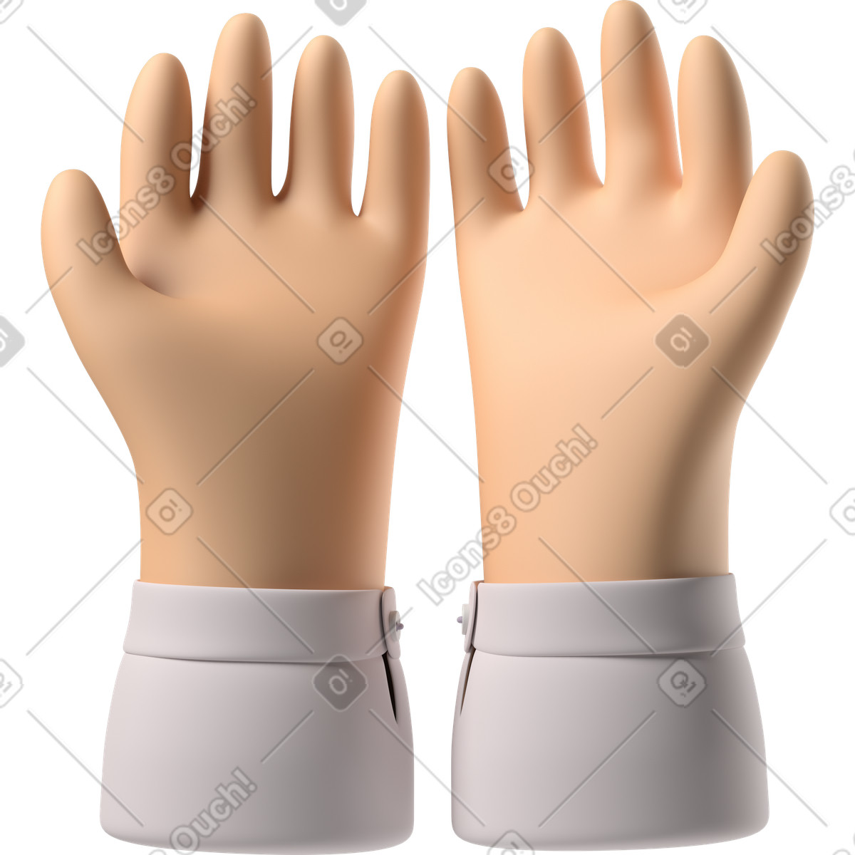 下载 3D Hands Fun&Wild 风格的 白皮肤的手 插画，支持 PNG、SVG 格式