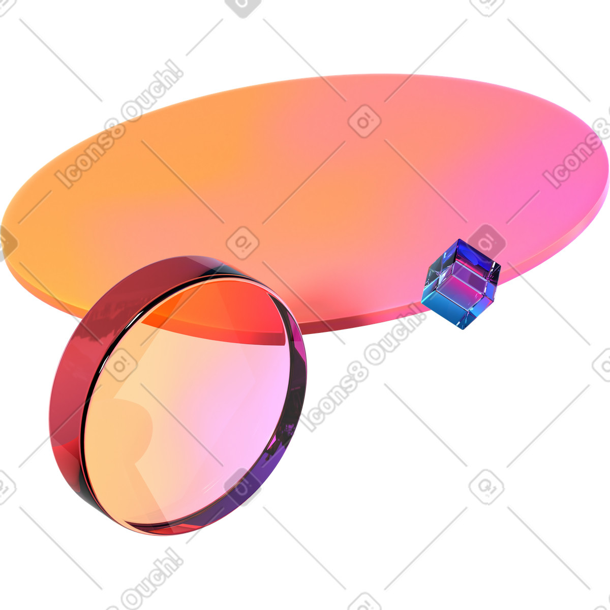 Composition of levitating geometric shapes illustration in 3D Glassy style download in PNG, SVG