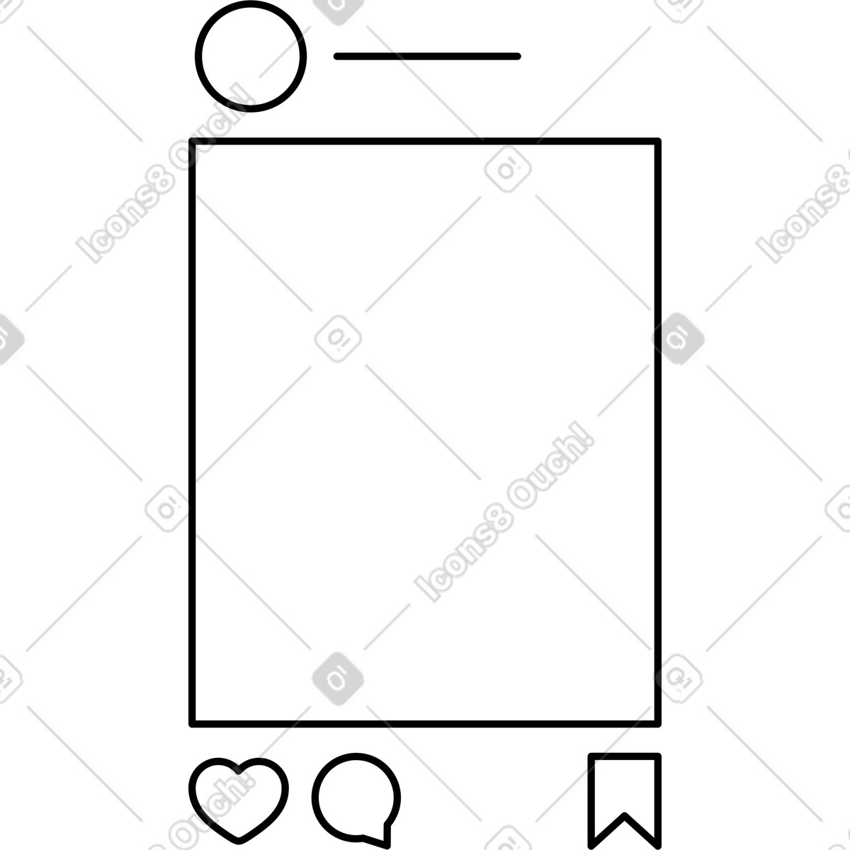 下载 Notion Line Art 风格的 Social media post template with profile avatar and engagement icons 插画，支持 PNG、SVG 格式