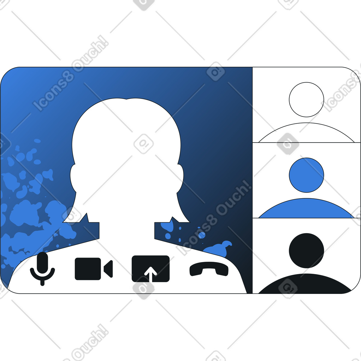 Online call, group meeting illustration in Midnight style download in PNG, SVG