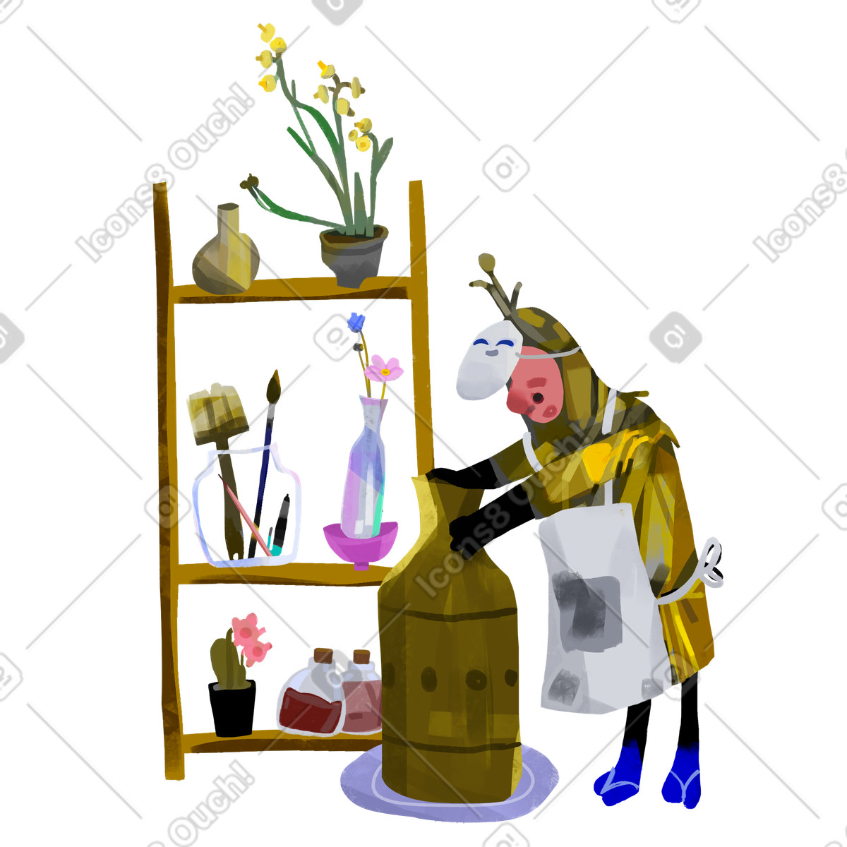 Ilustración Esculpir jarrón en art studio estilo Atomic a descargar PNG y SVG