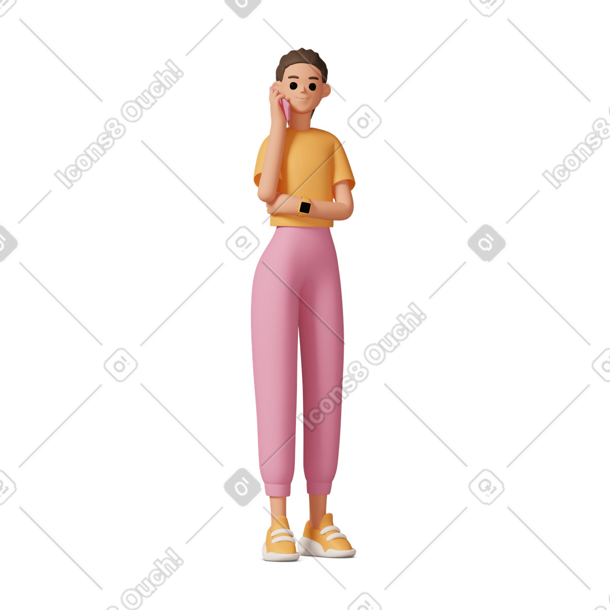 Girl talking on phone 1 illustration in 3D Casual life style download in PNG, SVG