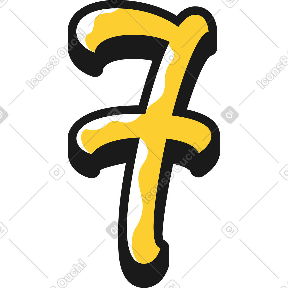 Taxi スタイルの レタリング 7 のイラストをPNG、SVG形式でダウンロード