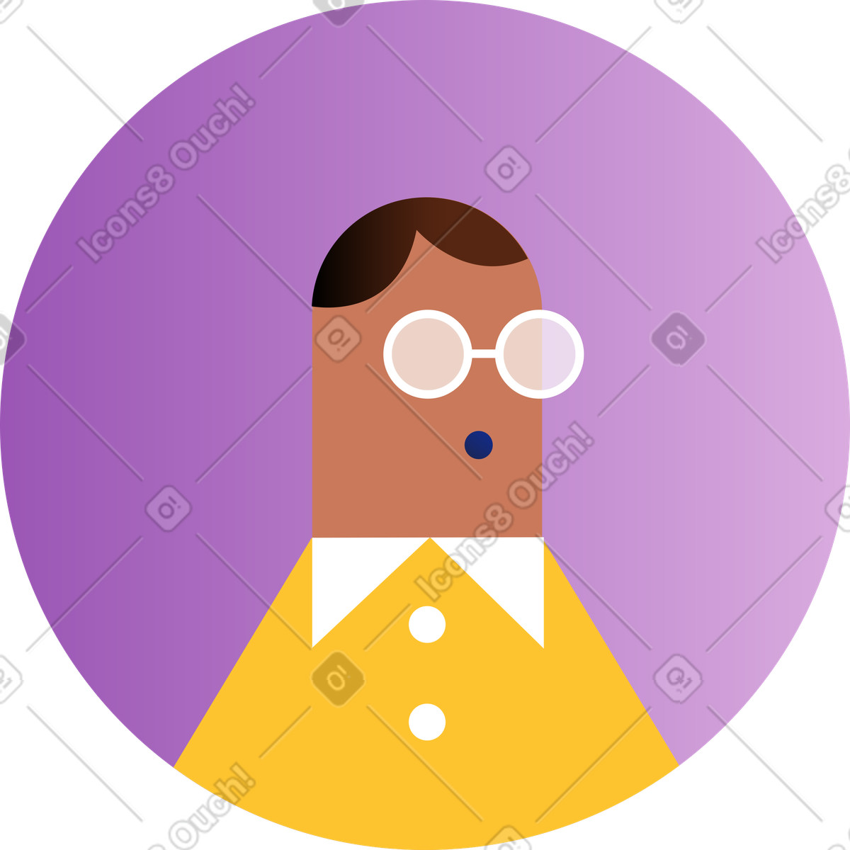 User icon with glasses illustration in Wavy style download in PNG, SVG