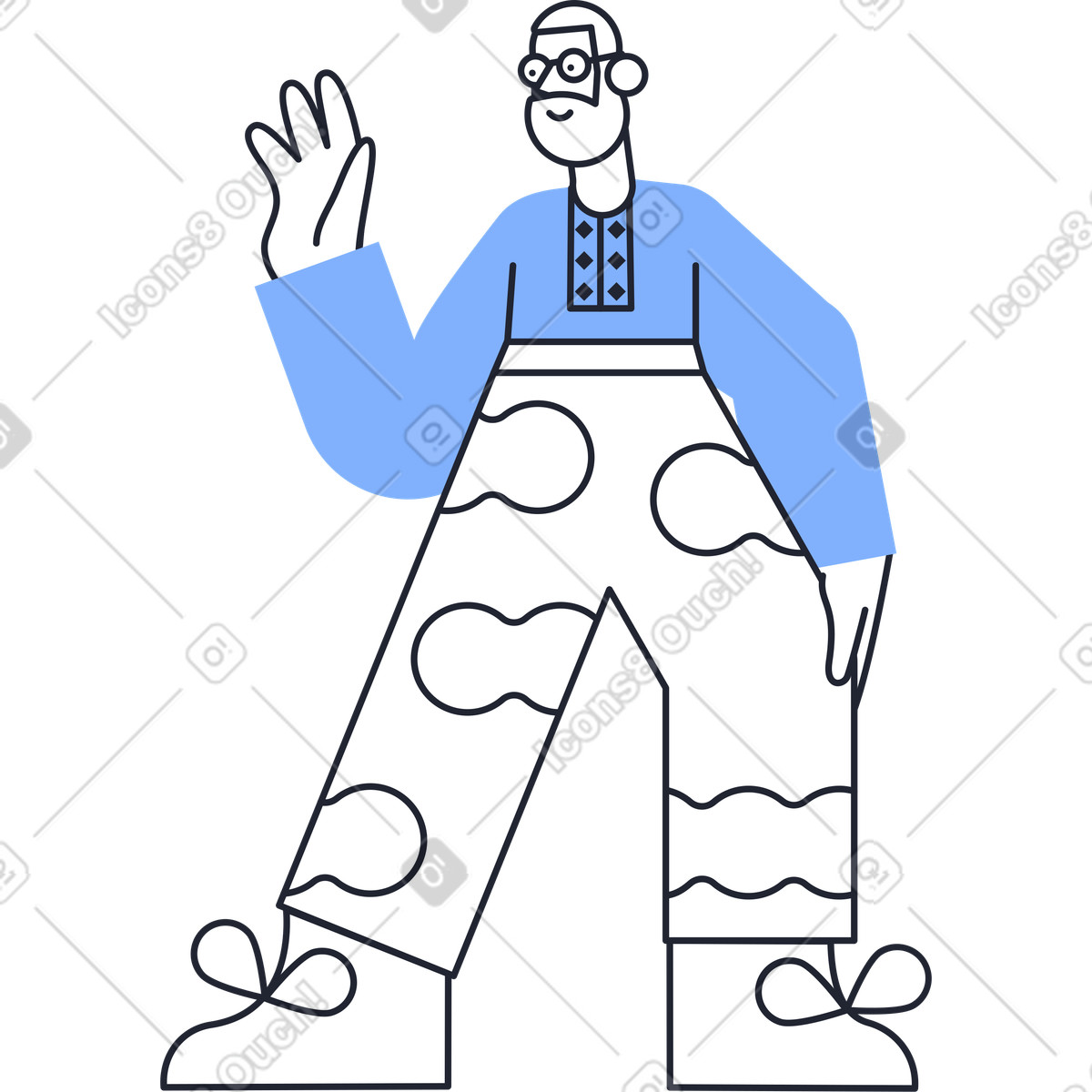Pablita スタイルの 手を振っている人 のイラストをPNG、SVG形式でダウンロード