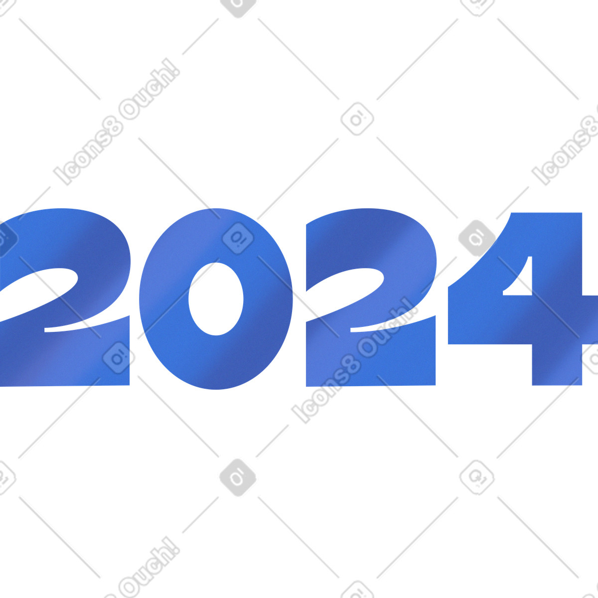 Number 2024 in blue gradient color illustration in Smart style download in PNG, SVG