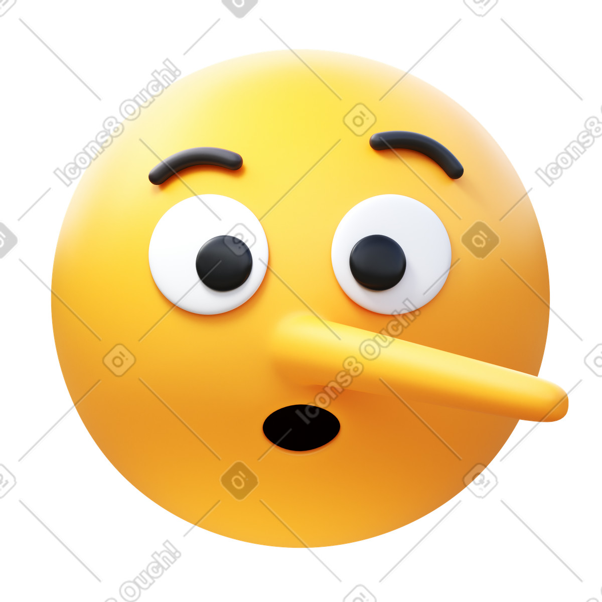 Lying face illustration in 3D Fluency style download in PNG, SVG