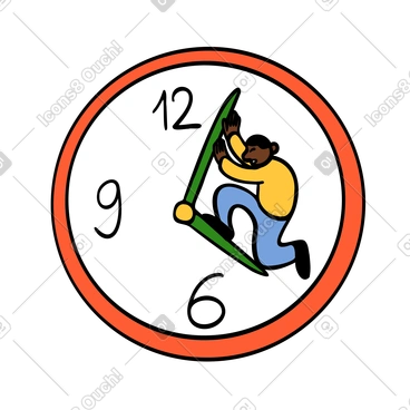 마감일을 연기하기 위해 분침을 누르는 남자 PNG, SVG