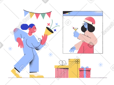 Online Christmas party PNG, SVG