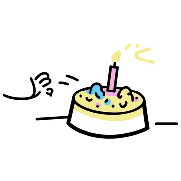 A close-up of a round birthday cake, decorated with colorful frosting and sprinkles. The cake has a single red candle on top, with the flame flickering as it is being blown out. A child’s small hands are visible, positioned close to the candle, ready to make a wish. The child's expression is filled with anticipation and excitement, with bright eyes and a small smile. The background is softly blurred to focus on the cake and the child's hands.