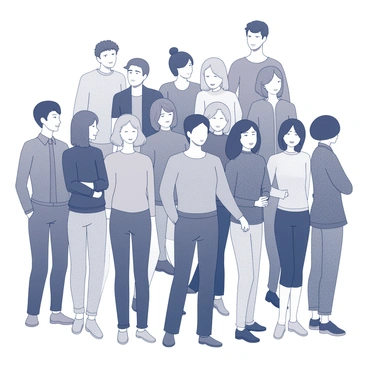 A monochrome mosaic featuring various human figures. Each figure represents a different person, showcasing a diversity of postures and expressions. The individuals are arranged in a way that, when viewed from a distance, they combine to form one cohesive image. The details include different hairstyles, clothing styles, and accessories, emphasizing the unique characteristics of each person while contributing to the overall unity of the composition. The figures are interconnected, creating a sense of community and togetherness.