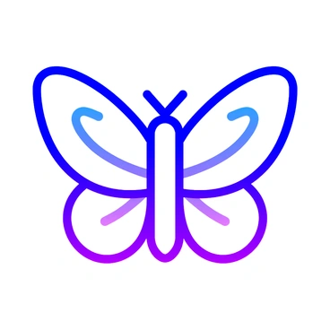 A butterfly with wings displaying a gradient of rainbow colors.