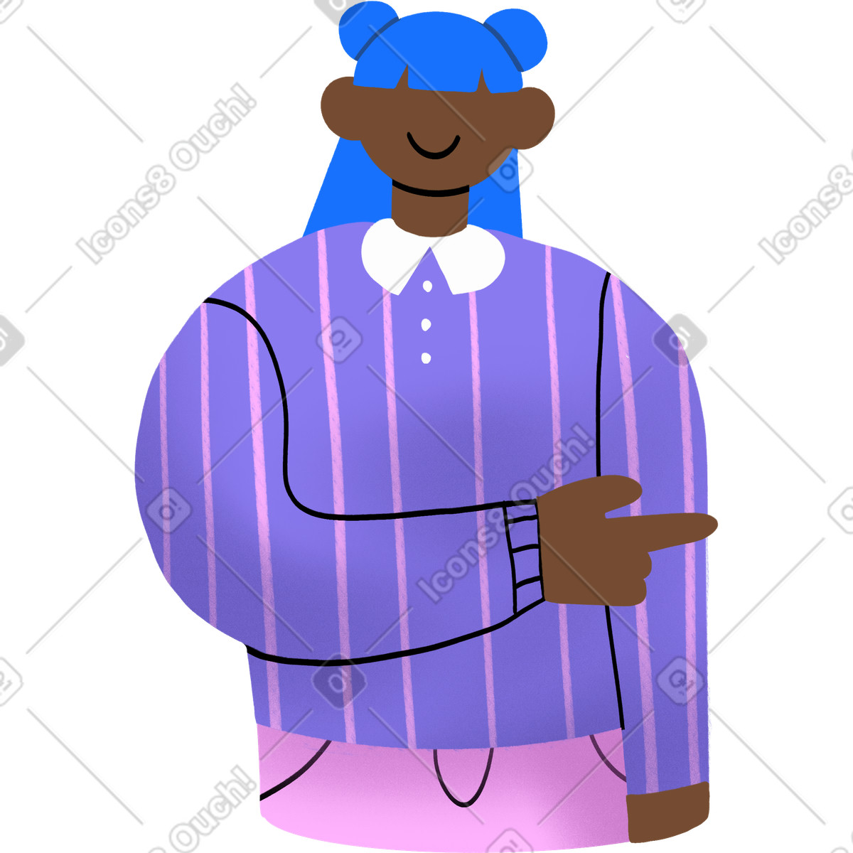 Ilustração de Torso of a woman with her hand pointing to the side em no estilo Bonny para baixar em PNG, SVG