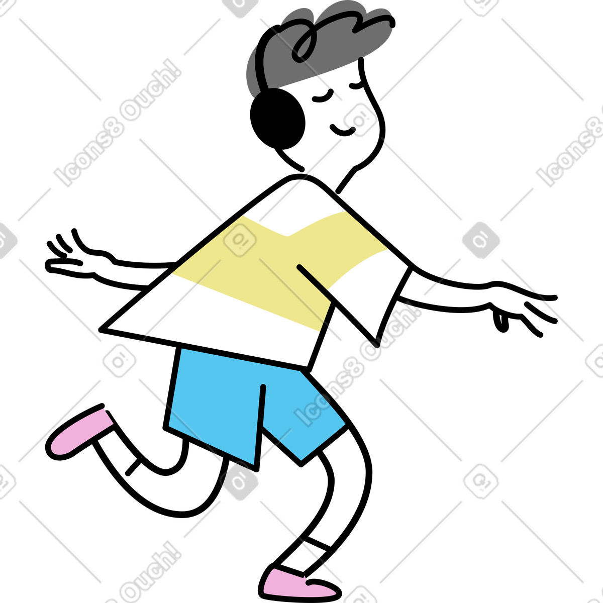 Junger mann mit kopfhörern-Illustration im Mochi-Stil als Download in PNG, SVG