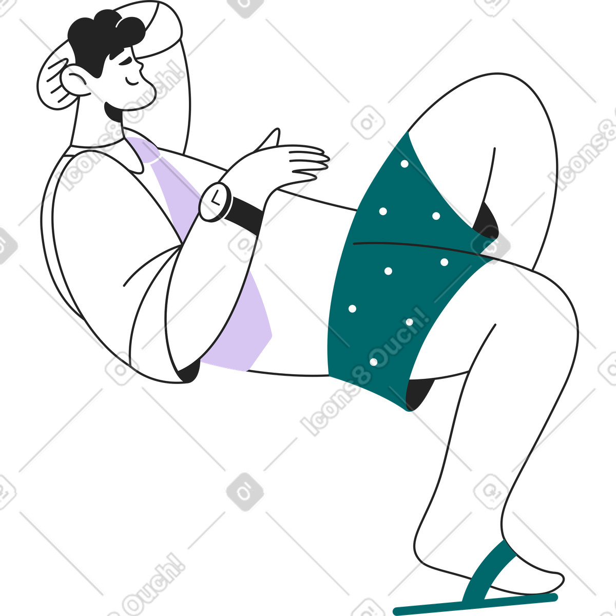 Ilustración Hombre mentiroso en estilo Sammy Line a descargar en PNG y SVG