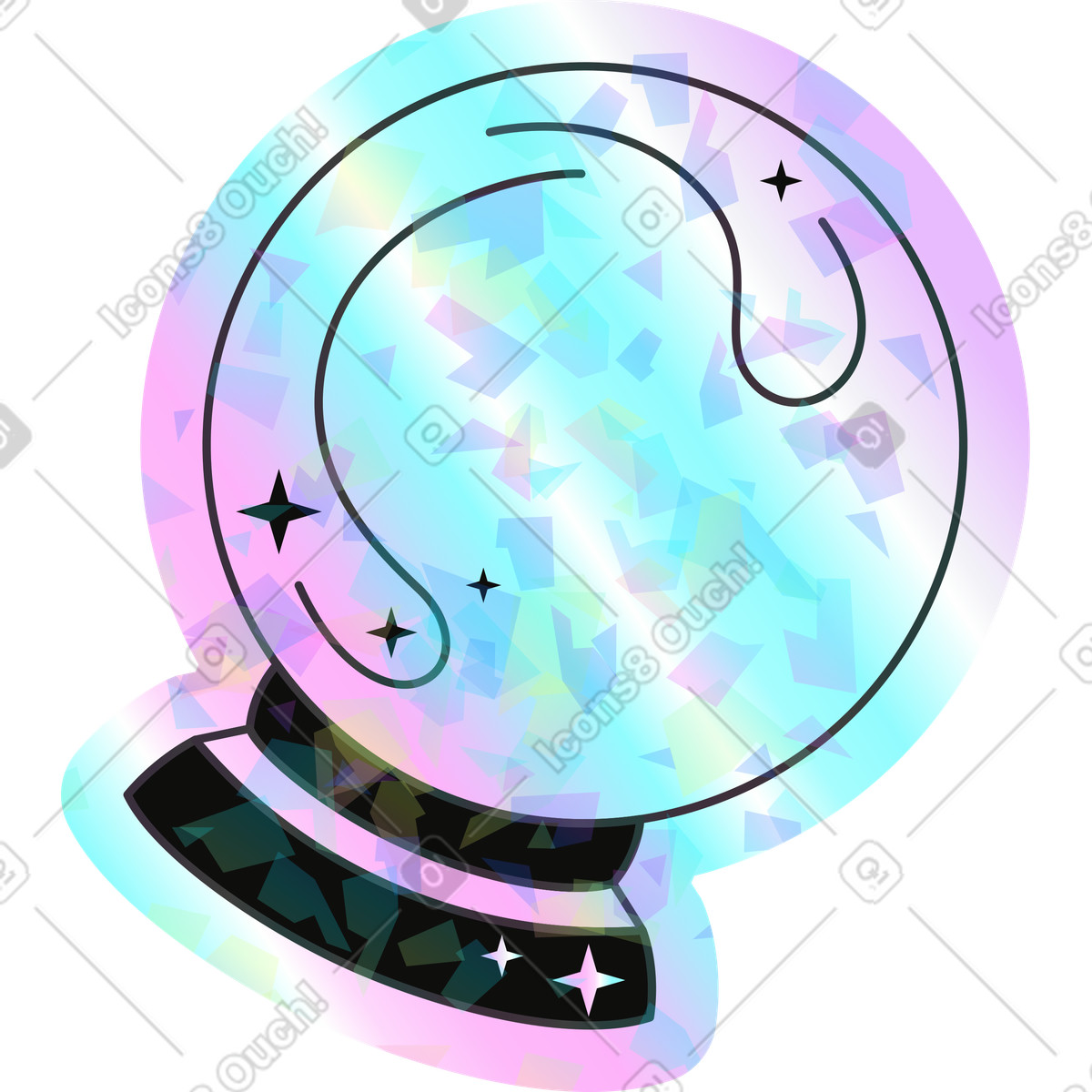 Illustration Balle magique dans le style Holostickers à télécharger aux formats PNG, SVG