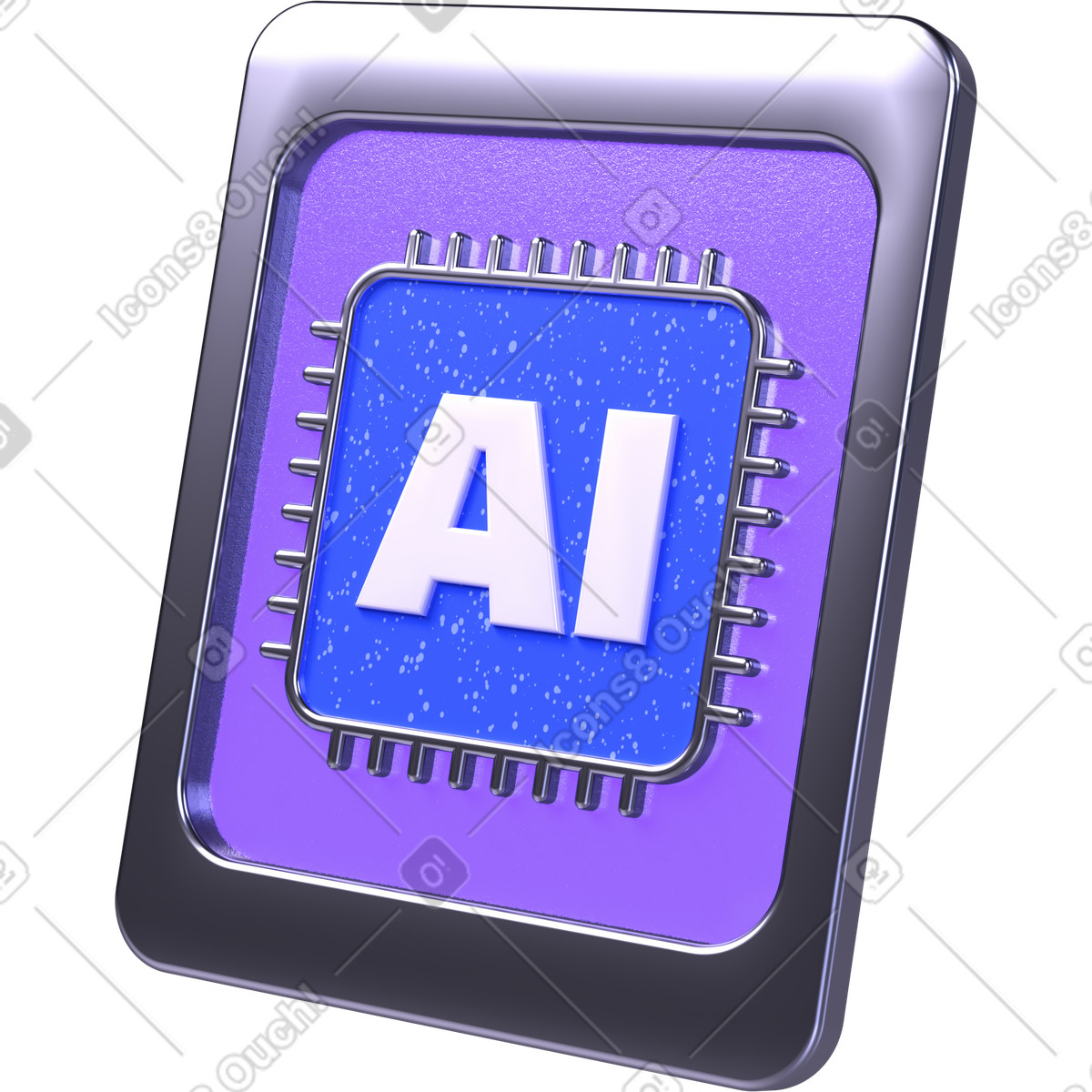 Ilustración Análisis asistido por ia, símbolo de aprendizaje automático, mosaico chip ia en estilo 3D Boost a descargar en PNG y SVG
