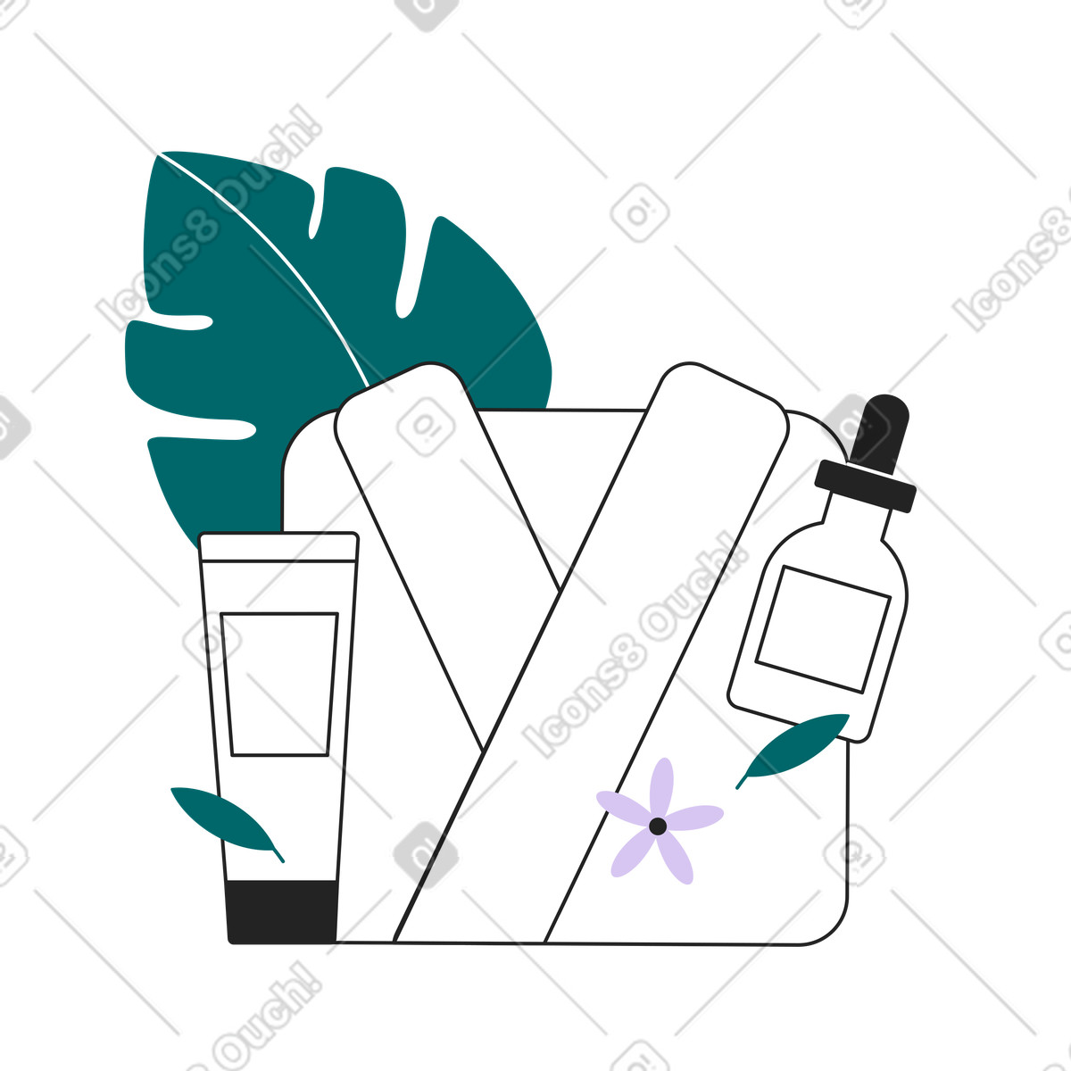 Rilassarsi alle terme illustrazione in stile Sammy Line scarica in PNG, SVG