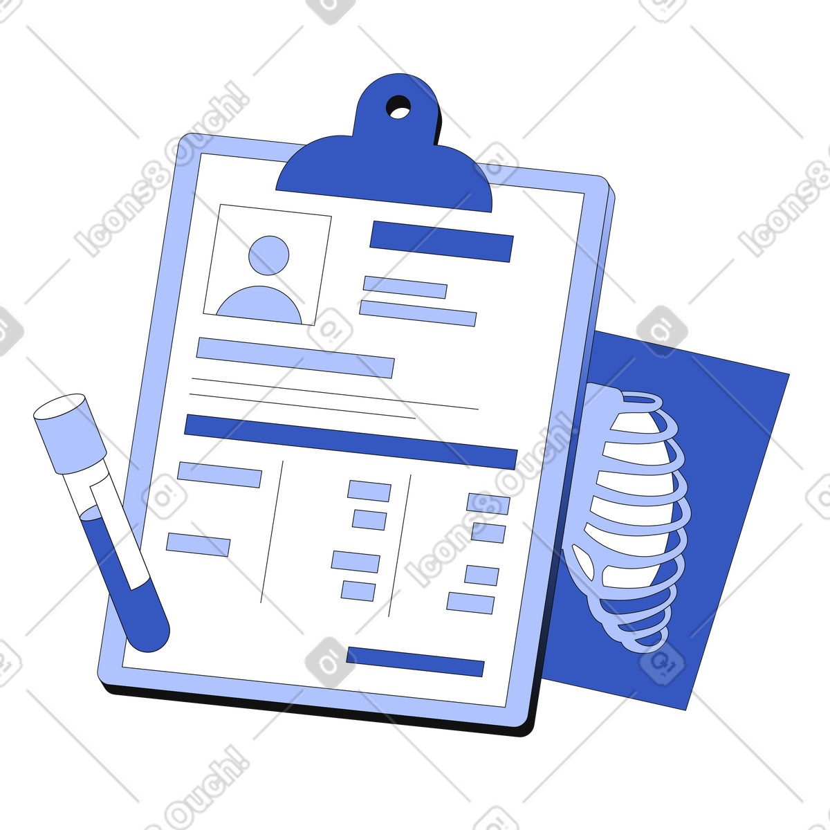 Scheda paziente e test illustrazione in stile Techny scarica in PNG, SVG