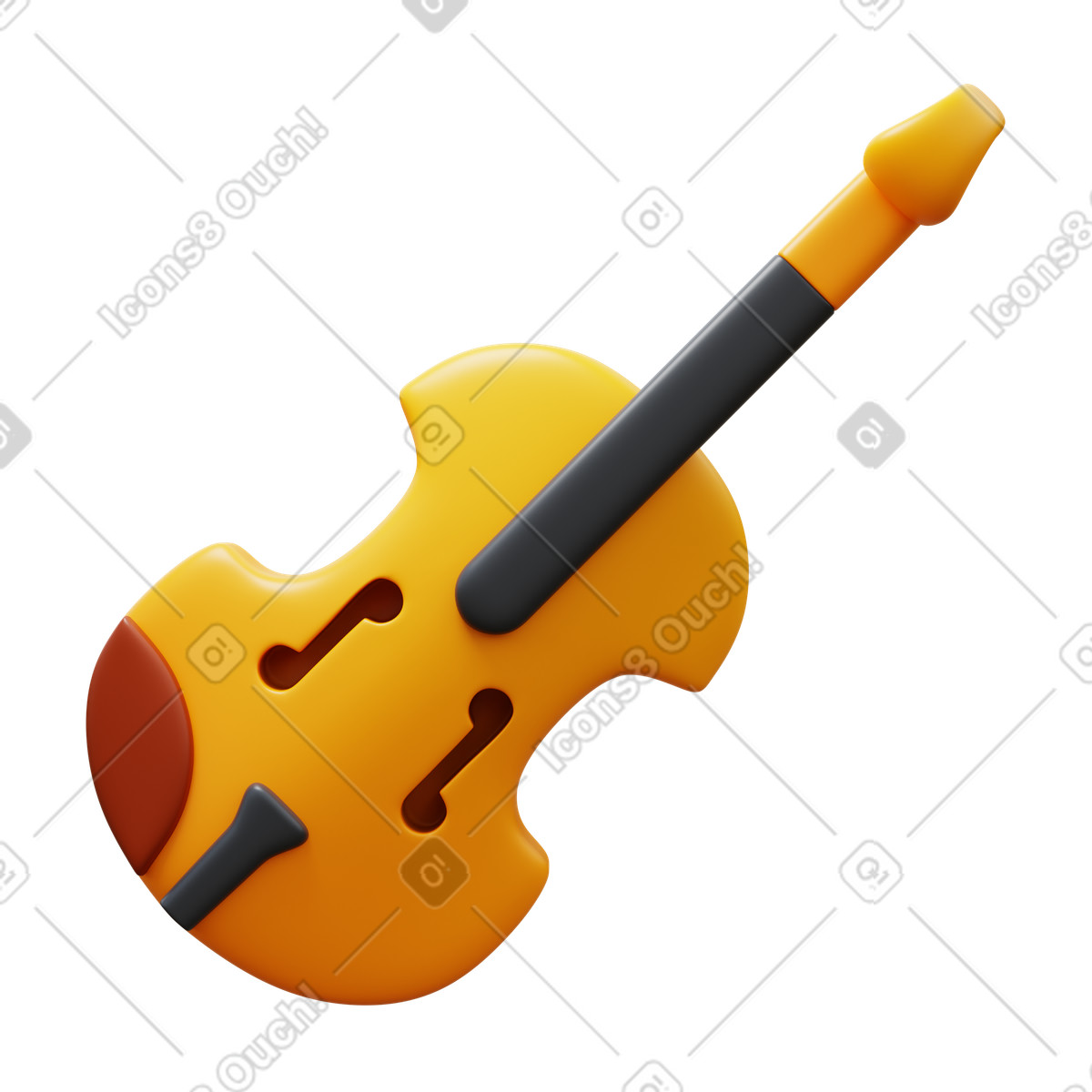 Violin illustration in 3D Fluency style download in PNG, SVG