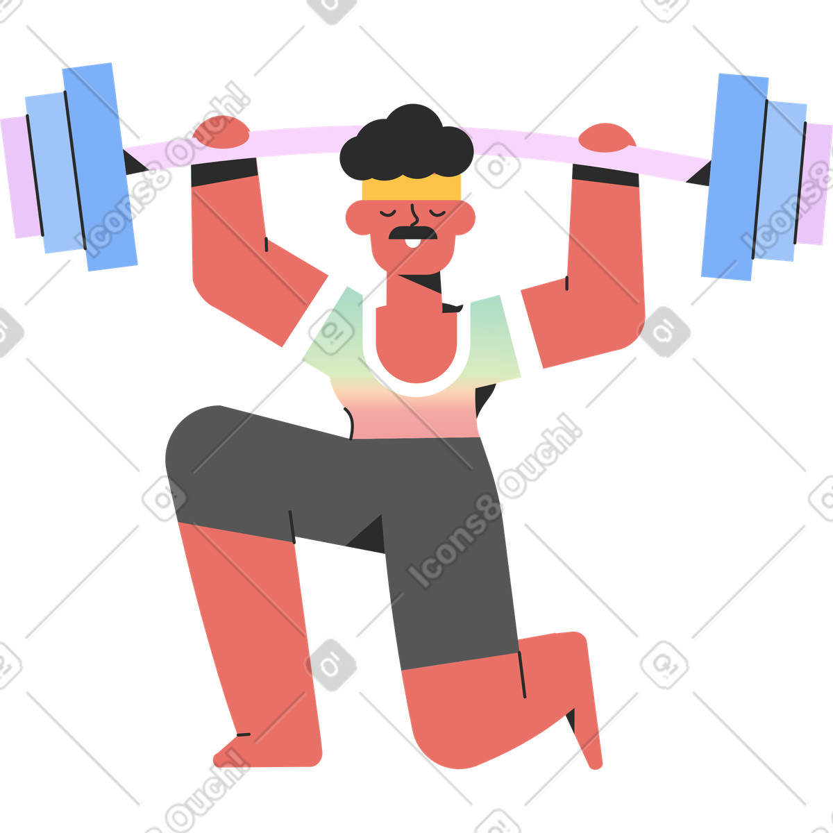 Sportsman barbell illustration in Marginalia style download in PNG, SVG