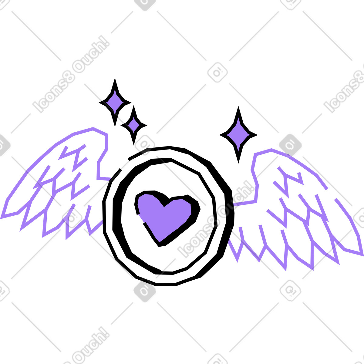 Amethyst スタイルの 翼のあるコイン のイラストをPNG、SVG形式でダウンロード