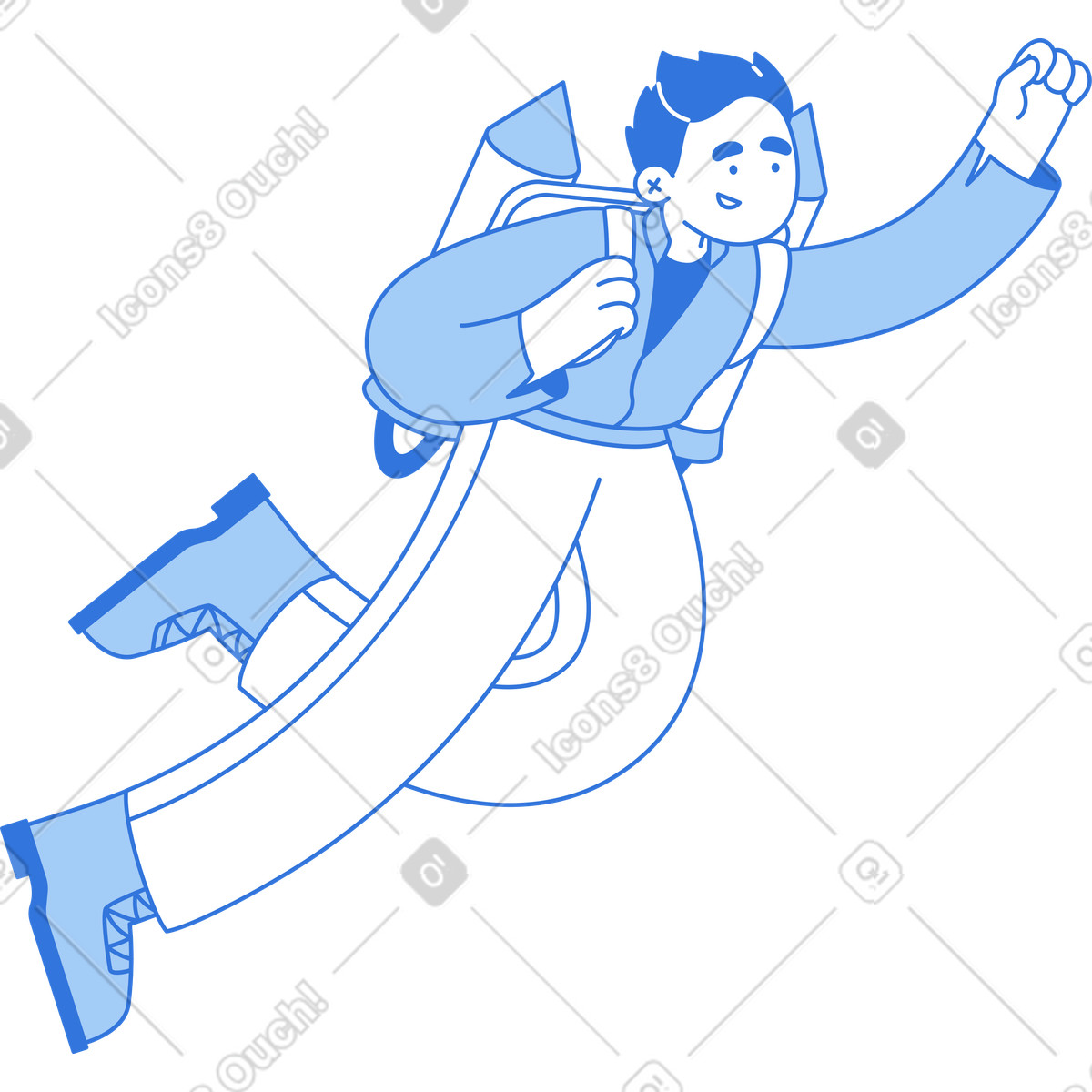 Man with jetpack illustration in Sky style download in PNG, SVG
