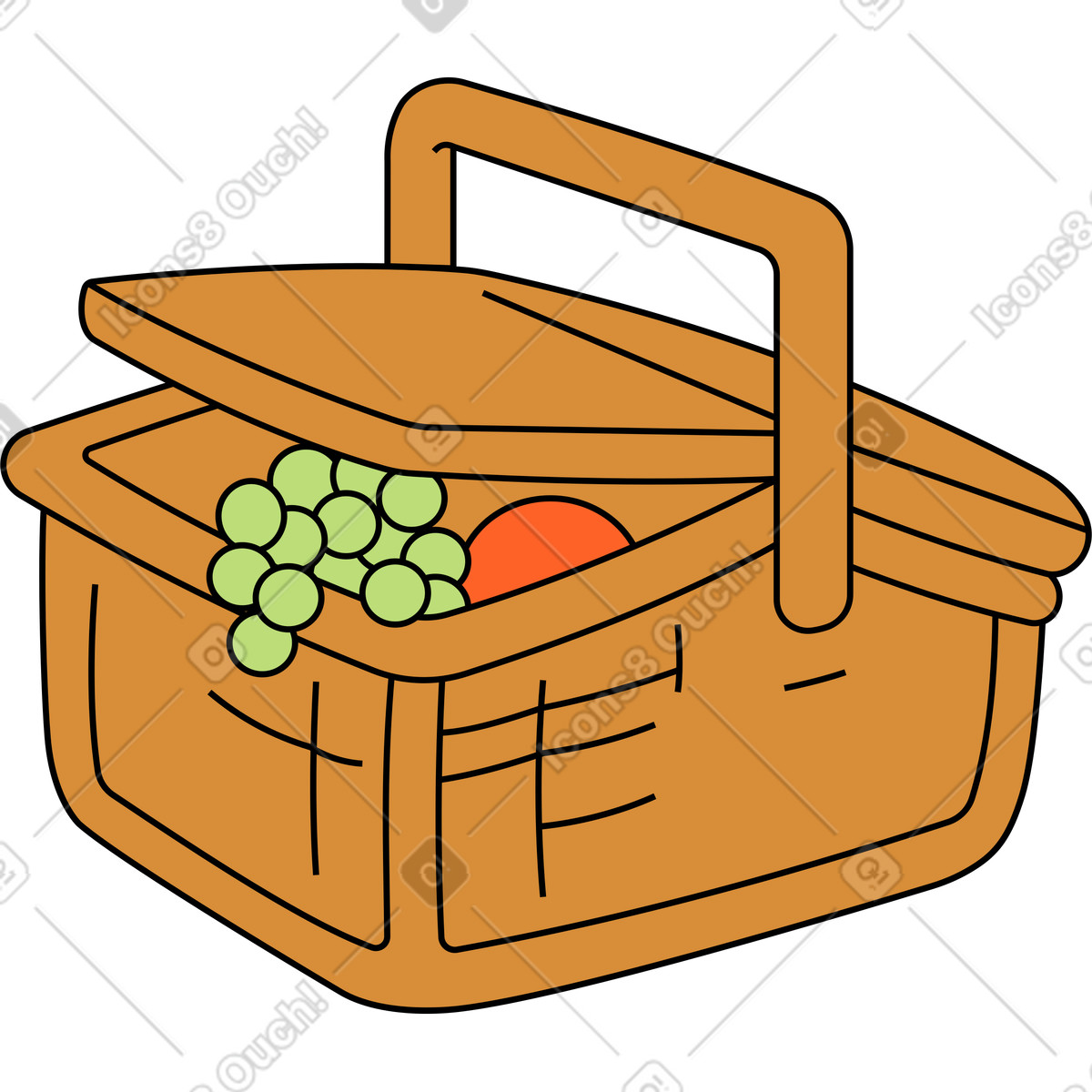 Fruit basket illustration in Kindy style download in PNG, SVG