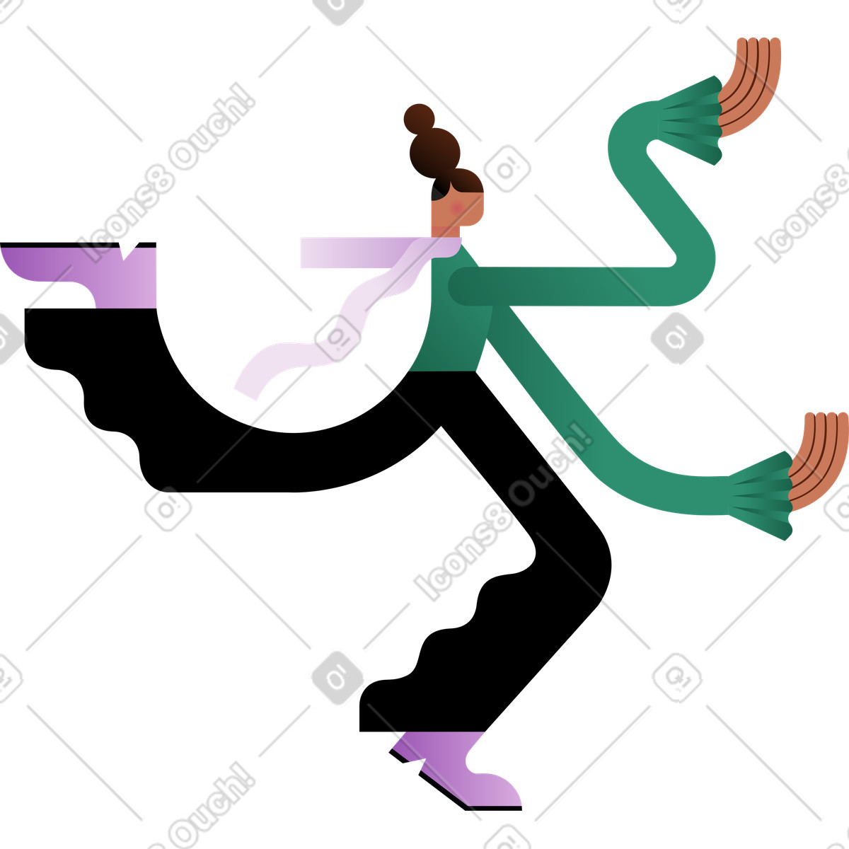 Ilustración La chica está de pie sobre una pierna y sosteniendo algo en estilo Wavy a descargar en PNG SVG