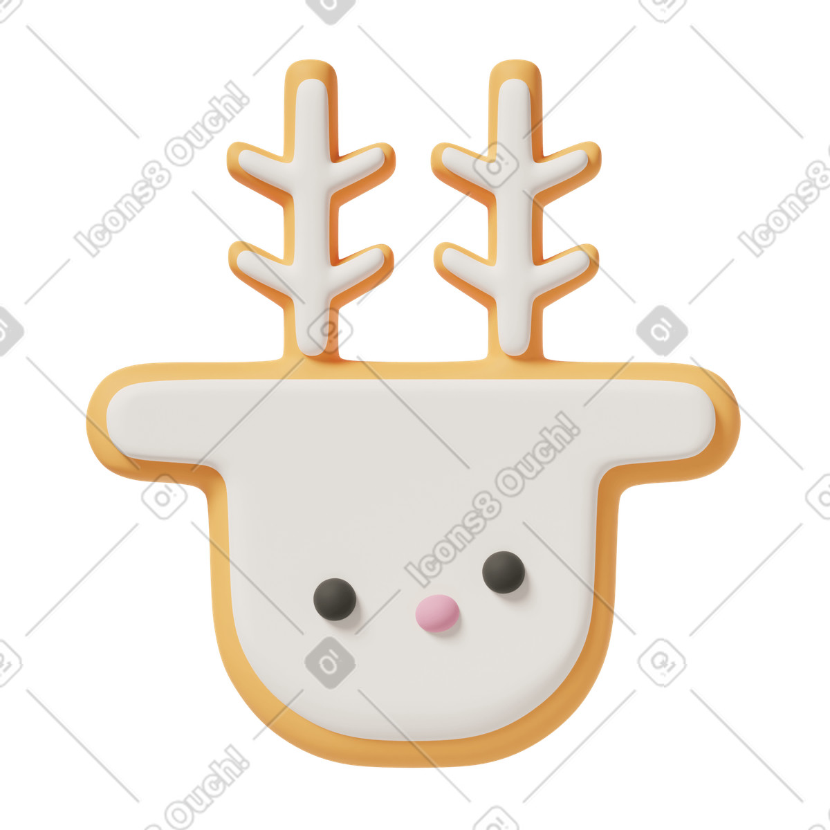 Christmas deer cookie white illustrazione in stile 3D Casual life scarica in PNG, SVG