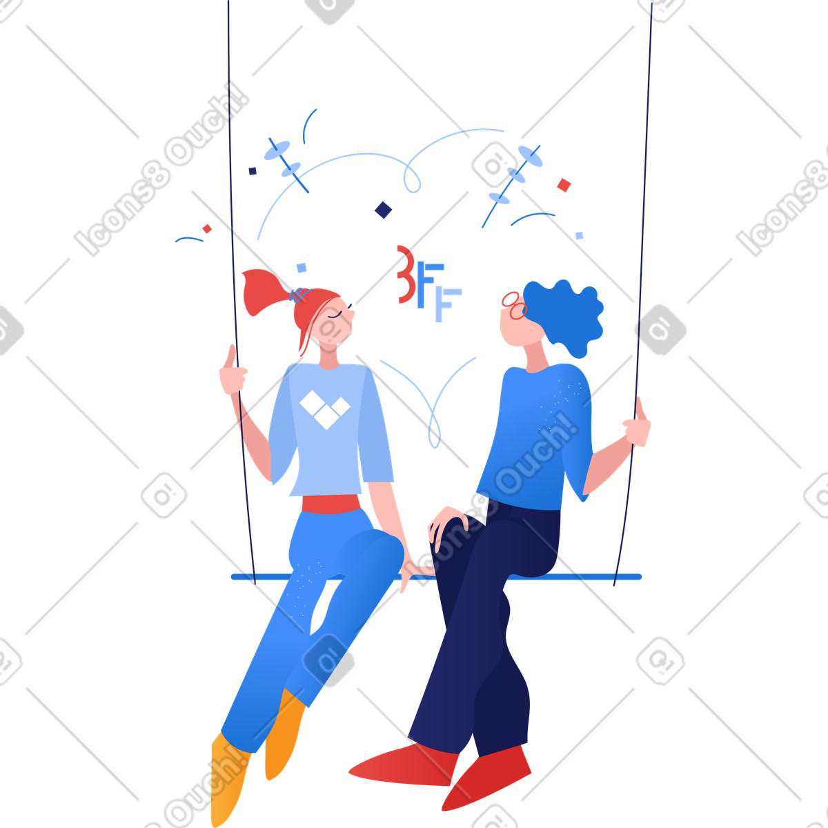 Illustration Copains dans le style Clip à télécharger aux formats PNG, SVG