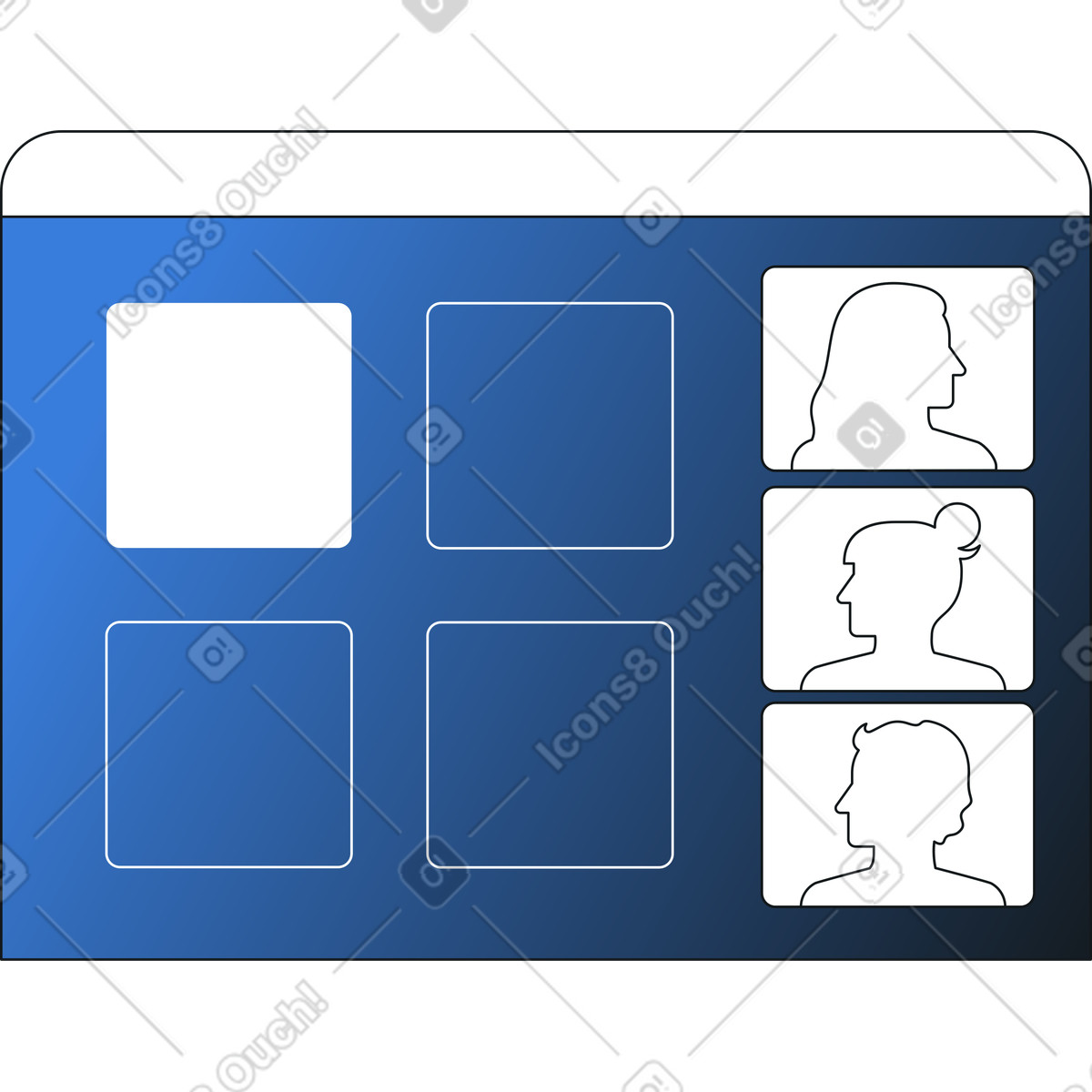 Ilustração de Janela zoom da conferência em no estilo Midnight para baixar em PNG, SVG