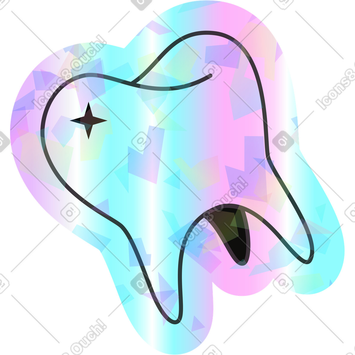 Holostickers スタイルの Tooth のイラストをPNG、SVG形式でダウンロード