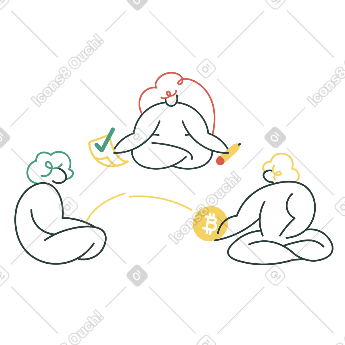 Approved bitcoin transaction between accounts illustration in PNG, SVG