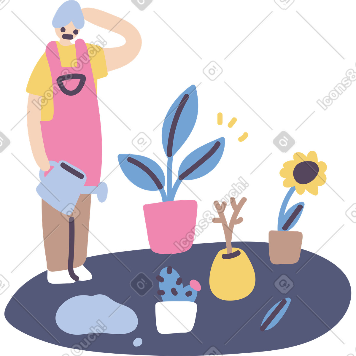 Ilustración ¡crecimiento vegetal, éxito! en estilo Pluto a descargar en PNG y SVG