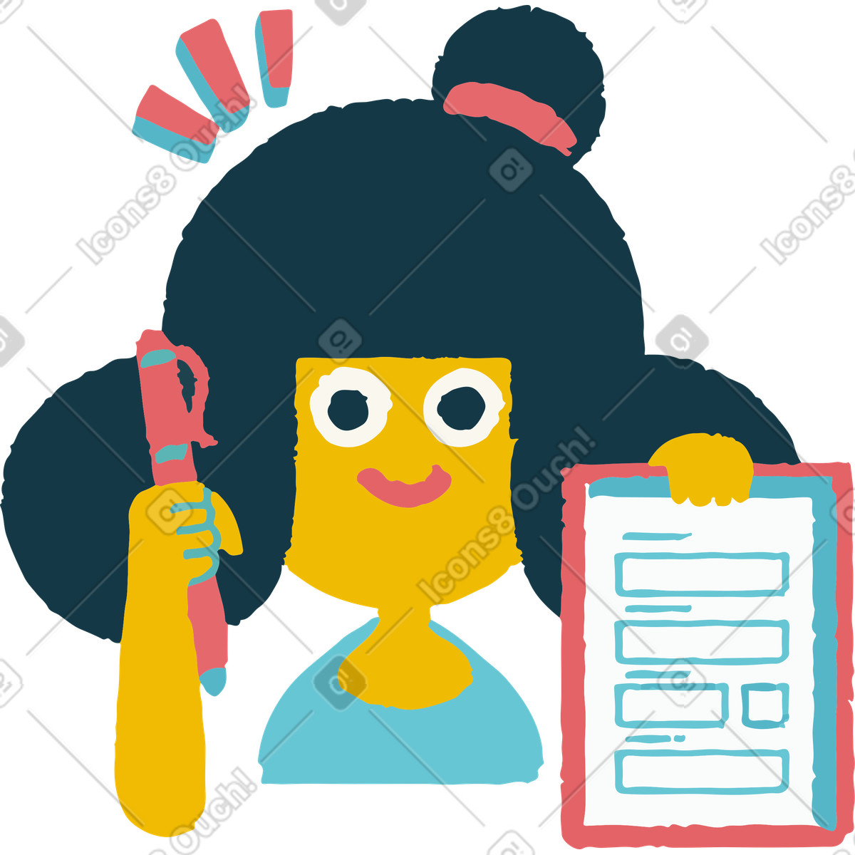 Ilustração de Respondent holding pen and application form, Sign up concept em no estilo Flamenco para baixar em PNG, SVG