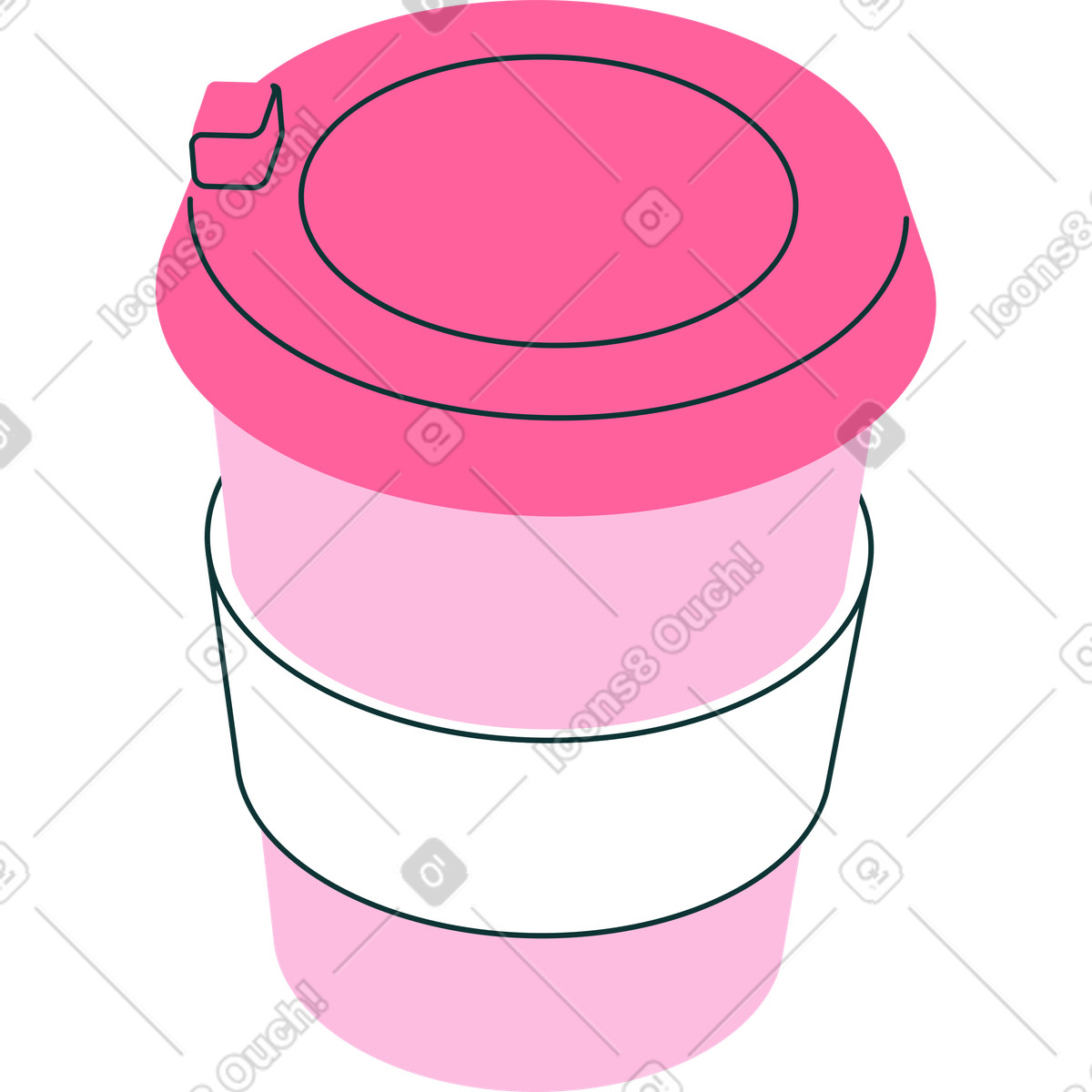 Ilustración Gran taza de café rosa en estilo Florid a descargar en PNG y SVG