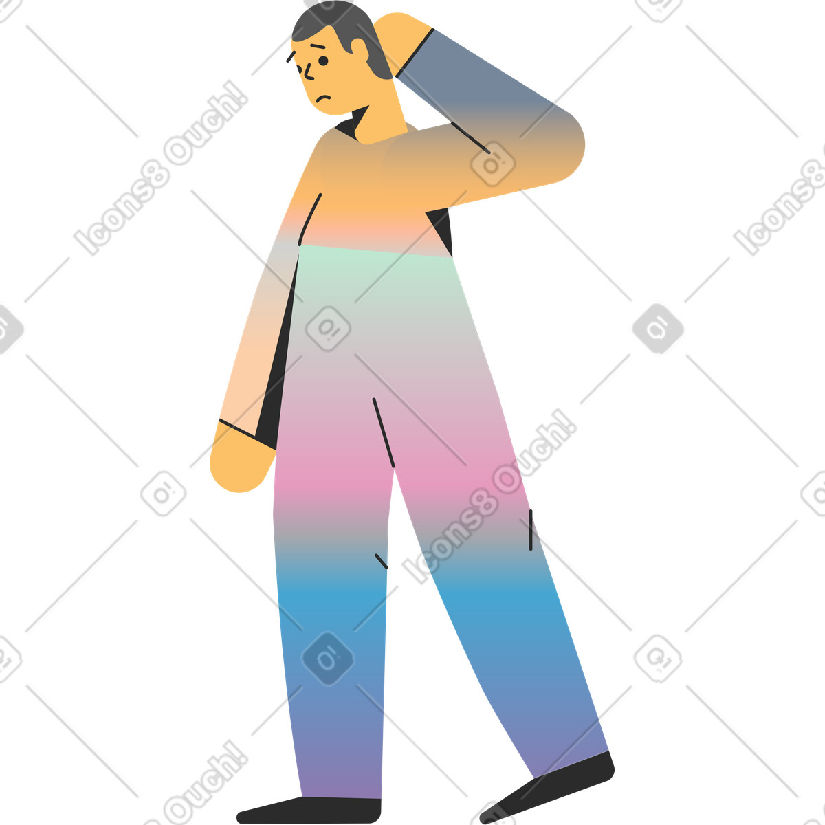 Man scratching head-Illustration im Marginalia-Stil als Download in PNG, SVG