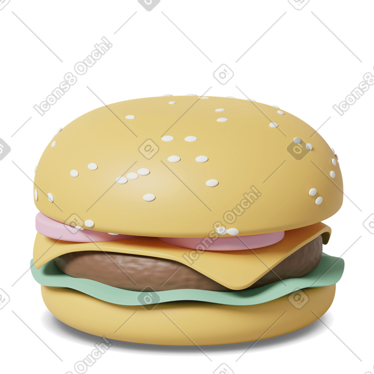 Burger straight illustrazione in stile 3D Casual life scarica in PNG, SVG