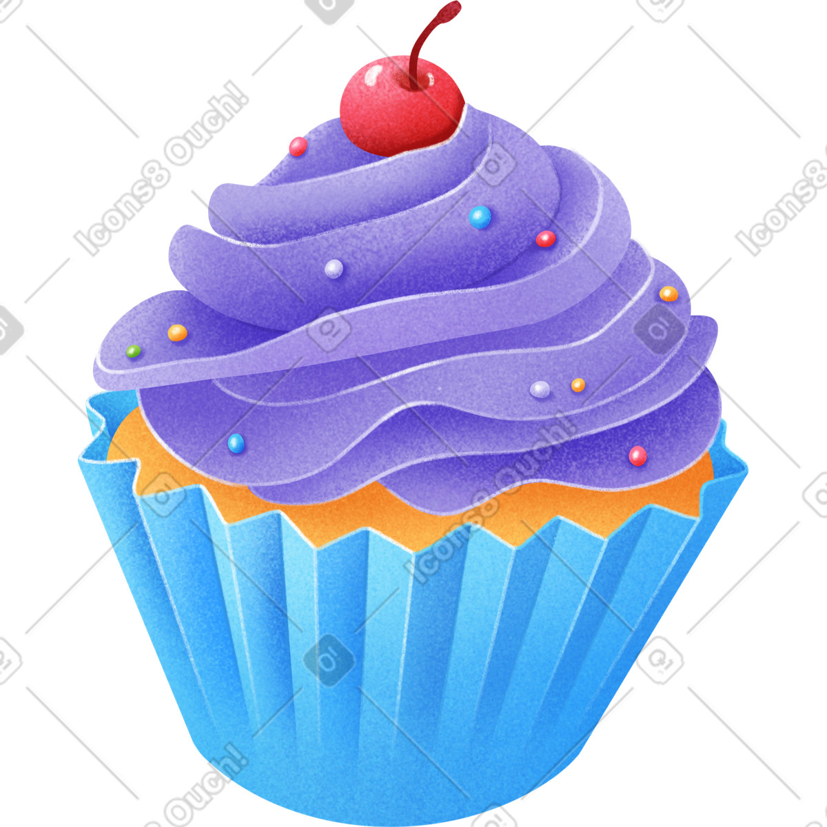 Cupcake-Illustration im Lettering-Stil als Download in PNG, SVG