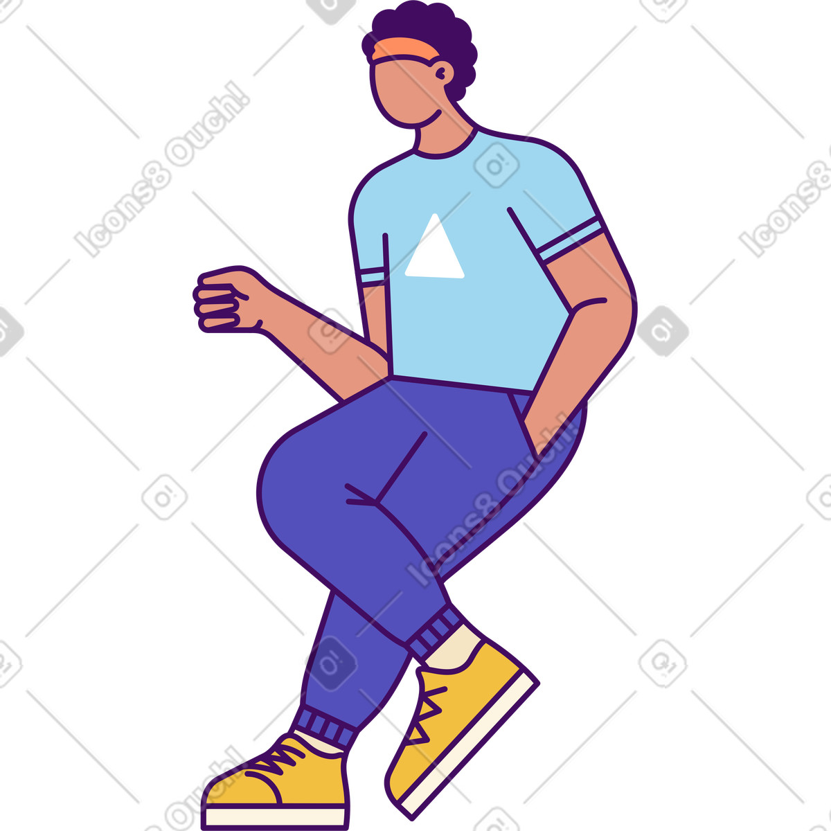 Seated man illustration in Simplistic style download in PNG, SVG