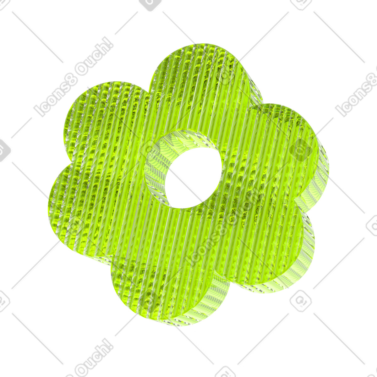 Abstract green flower icon, Decorative UI element for user profiles illustration in PNG, SVG