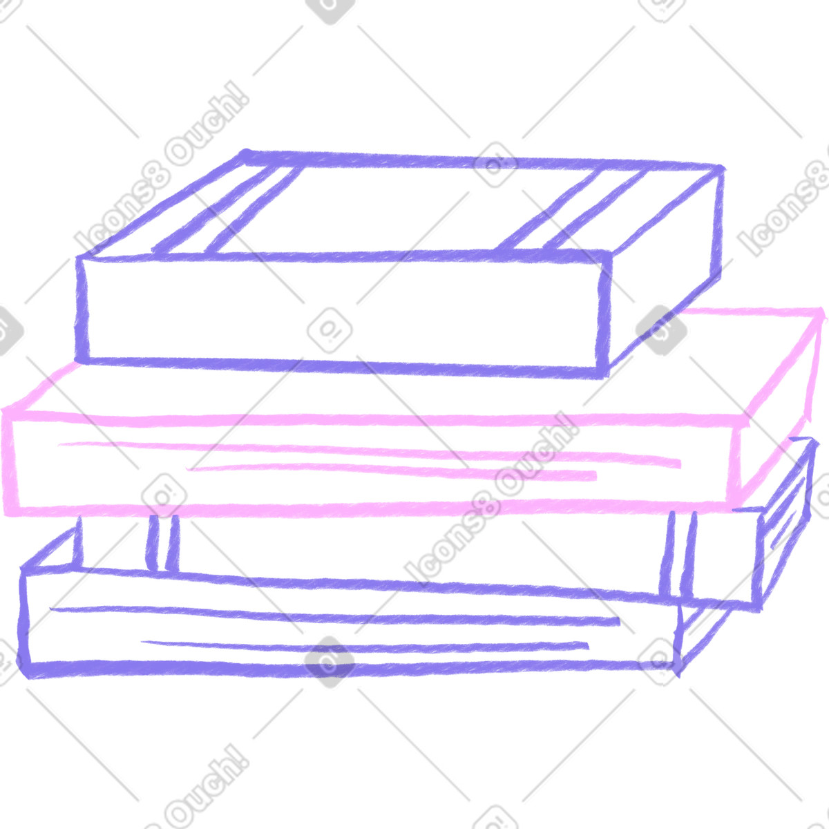 Bonny スタイルの Pink and purple stack of books のイラストをPNG、SVG形式でダウンロード