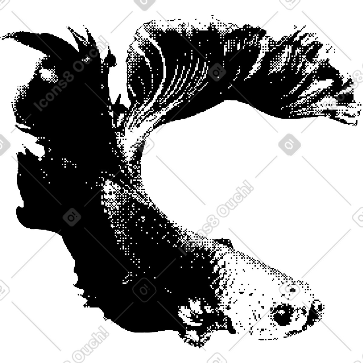 Bitmap スタイルの Fish のイラストをPNG、SVG形式でダウンロード