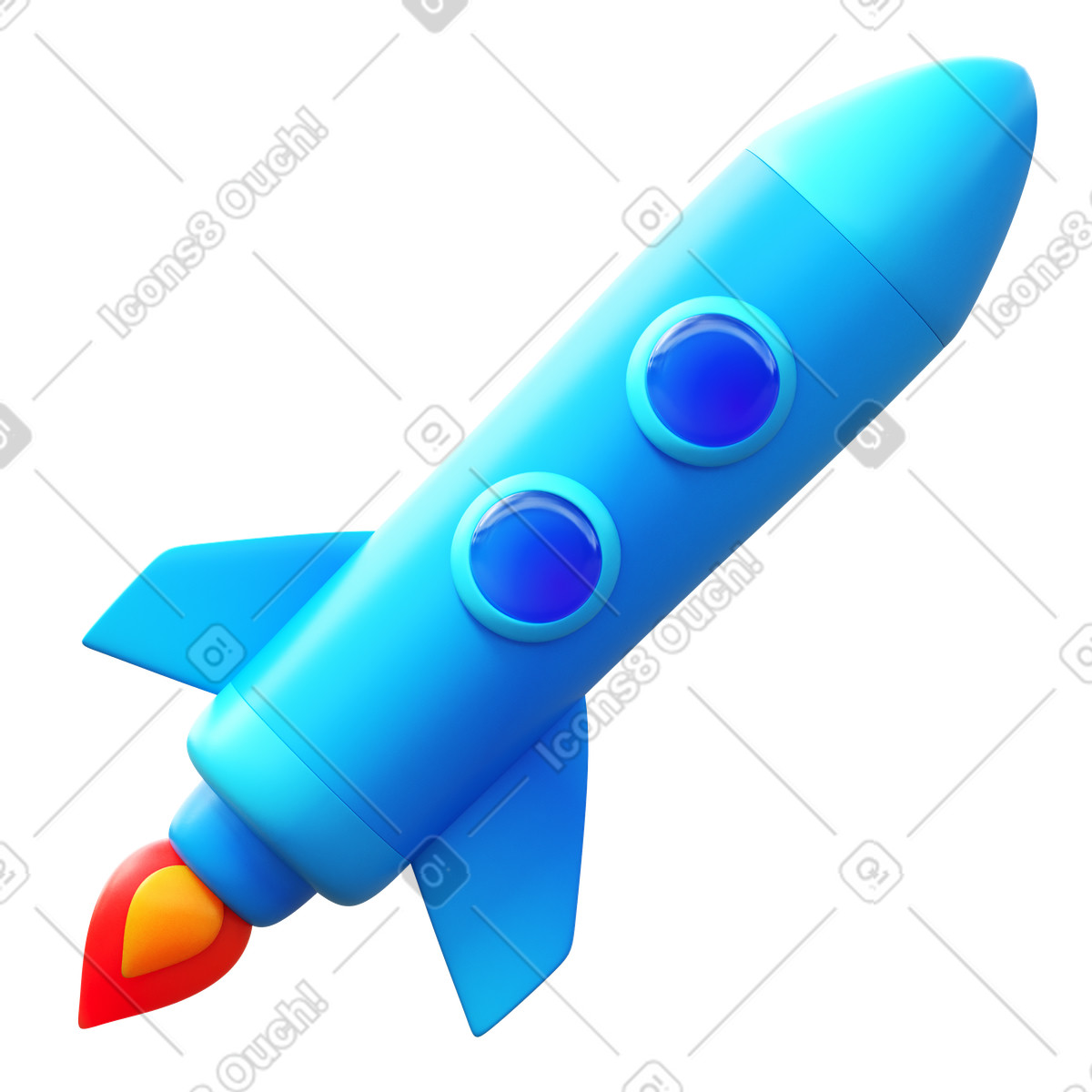 Rocket illustration in 3D Fluency style download in PNG, SVG