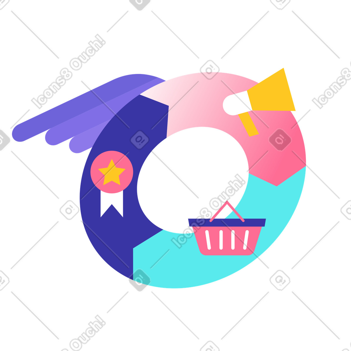 Business flywheel illustration in PNG, SVG